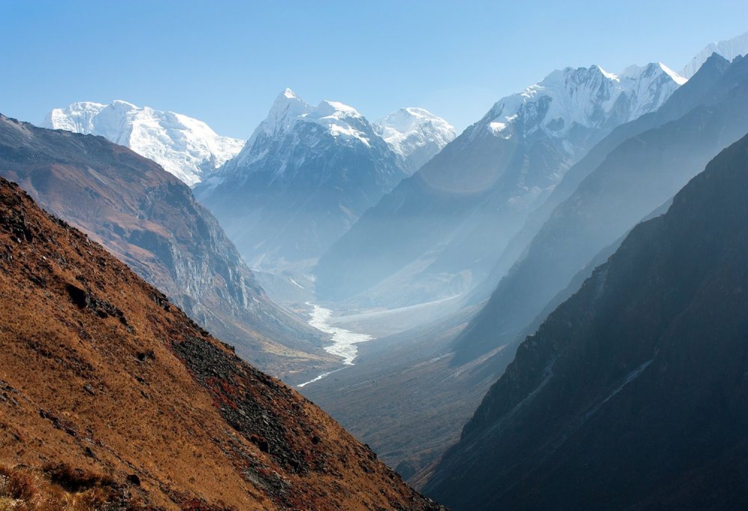 Beautiful view of Langtang valley - mountains in Nepal